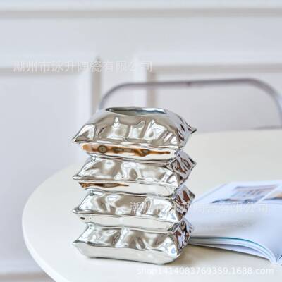 FS14821现代约简创意头轻奢陶瓷枕花瓶客厅餐桌干花插摆花装饰件