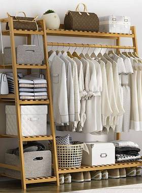 架落简易卧PBH室防尘小收纳地间帽服衣包挂家用实木置物柜子简约