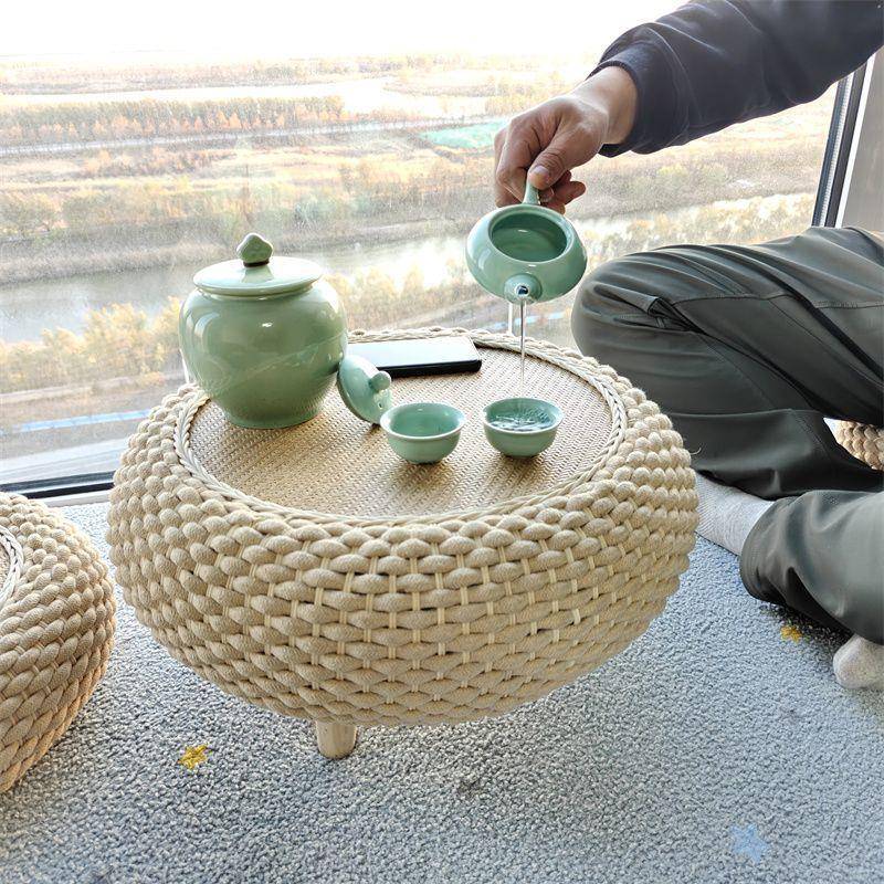 飘窗约桌编织榻米榻米式茶几装饰摆件KGC欧简榻榻看书炕桌小茶几