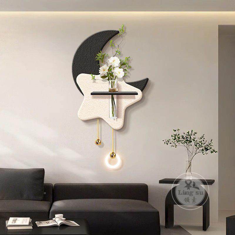 奶油客厅电视背景墙装饰画水培绿pxx775JS风植级玄关挂壁画高感月