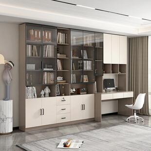 木月书柜书架组合客厅书房收纳柜带抽屉玻璃门置物柜二门储物柜