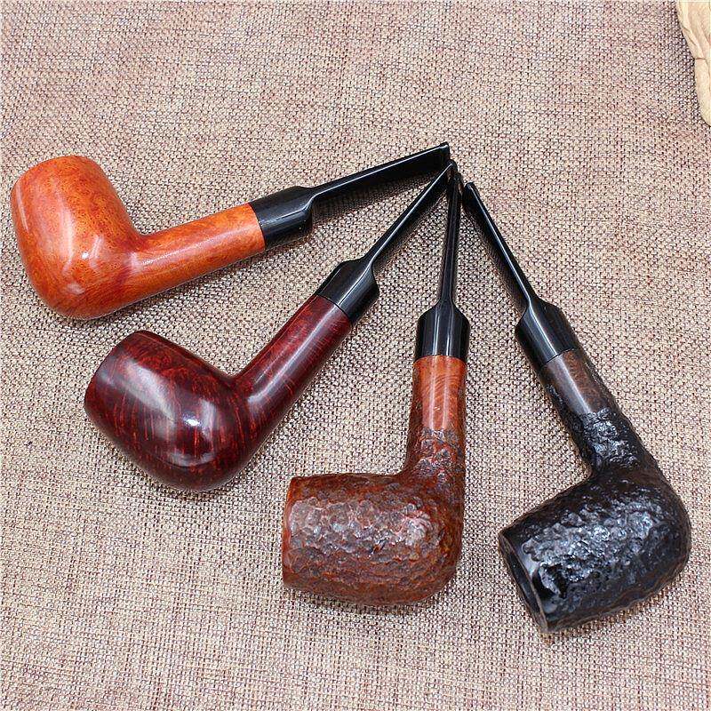 手工雕刻直式石楠木烟斗木质工厂过滤烟具新手入门专用烟杆大