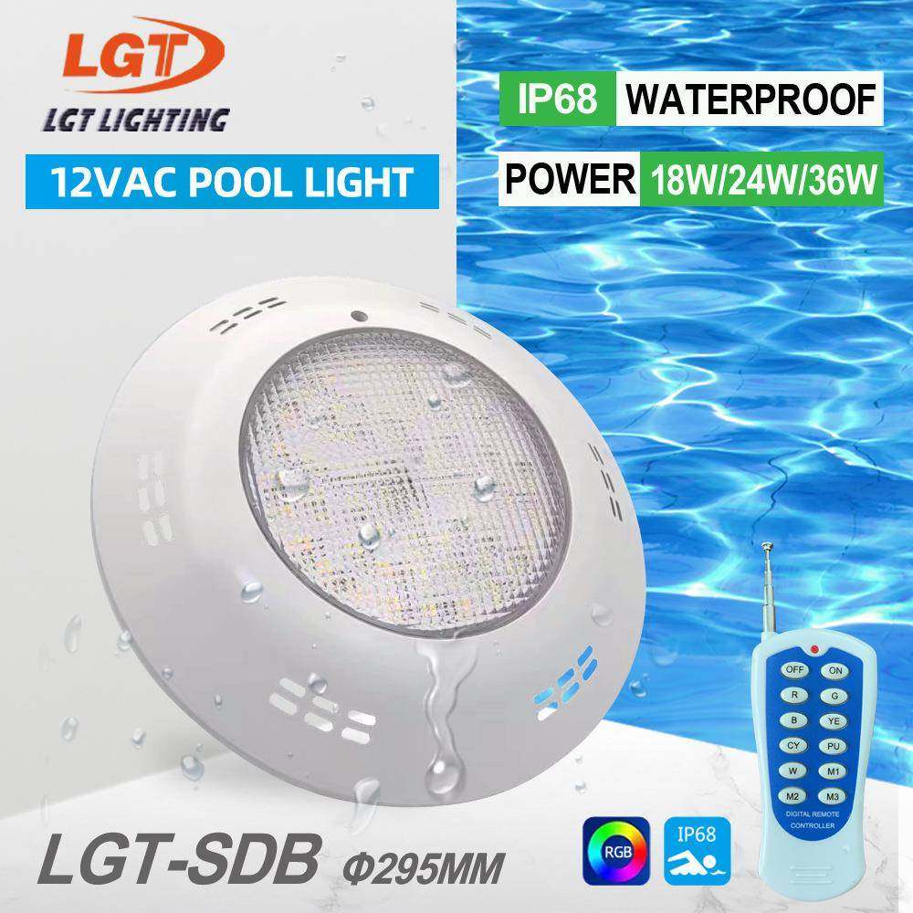 新款LED泳池灯PAR水池灯挂壁式水底灯七彩遥控RGB水下灯