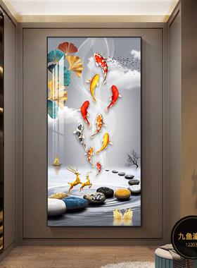 鱼鹿走守玄关装饰高端大气CY54863.画廊过道挂画客厅入户现相代轻