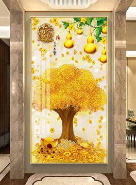 入MWY门玄关装饰画走廊过道壁画竖画版挂财树画发客厅中式