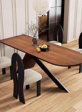 选wyy20241中风实木餐古桌半圆靠墙客厅家用饭桌创意复古一岛严台餐桌体