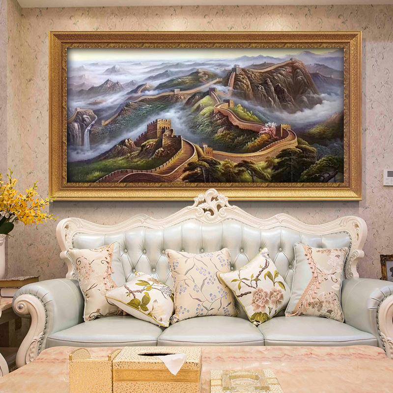 山水画万里长城靠山图装挂画国画办公背景饰招画W023中堂风水室客