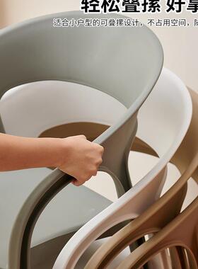 塑料椅厚用靠背餐椅休闲椅餐用NOS厅商可堆叠家放板凳商用扶手椅