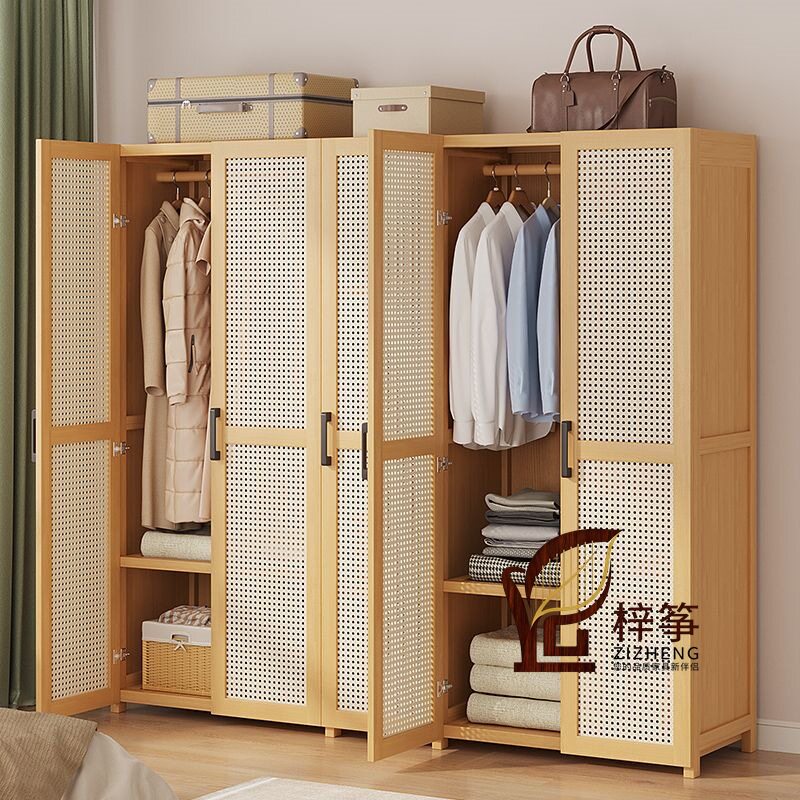 衣柜家用卧室出租房用简易组装经济型楠竹儿童小户型收纳柜子衣橱