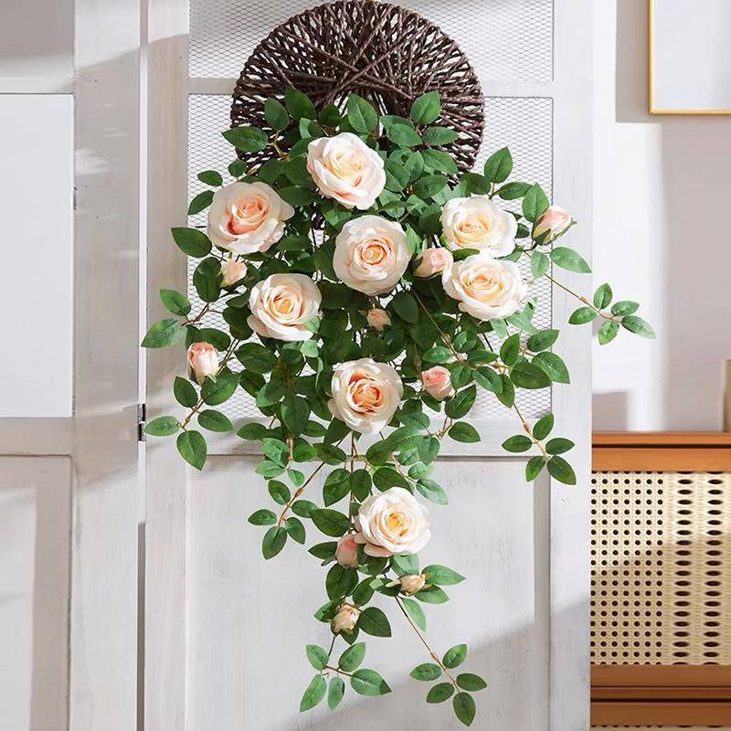 真花壁挂墙壁高饰花挂仿花吊花假花藤条档仿生玫瑰装花61703232藤