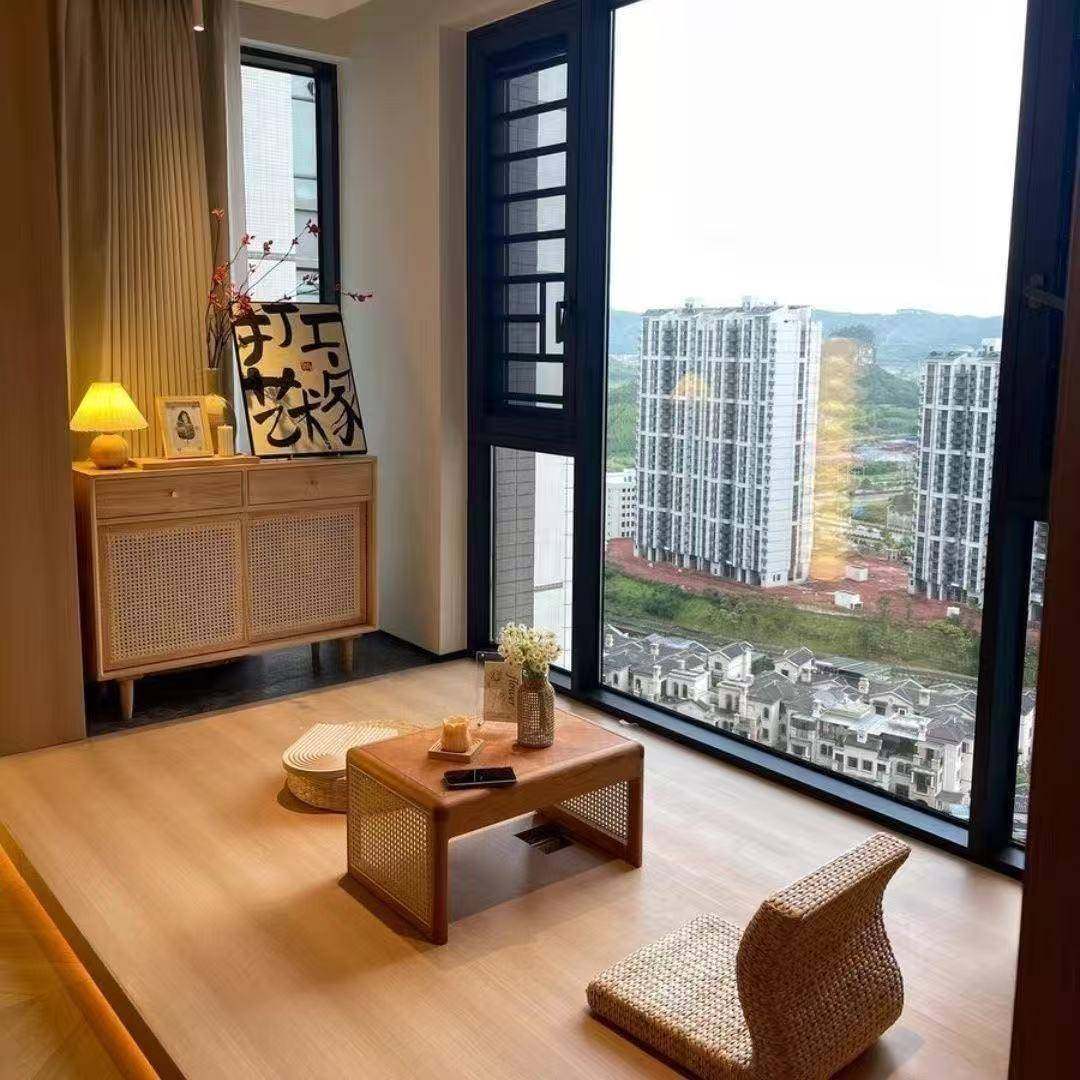 日式茶桌榻榻米茶几飘简窗原木沙发边几桌网红实木藤编民宿约茶小