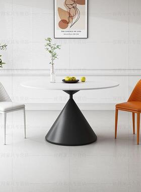 网红岩板餐桌椅组合轻圆桌奢家用商风用洽桌小户型圆形转BEW盘谈