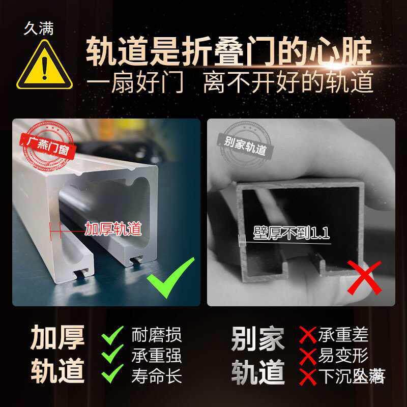 无铝合金推拉门轨折叠门隐形下放无品牌/式厨房卫生间伸缩简易用