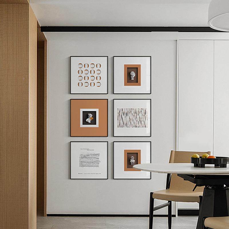 QX202209雕塑墙现代简约风厅装饰画抽象餐画正方形玄关画酒格店民