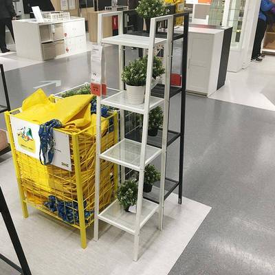 置物架厨架房收纳多层F98MM6J5白铁艺书架落地客厅卧室梯花形勒伯