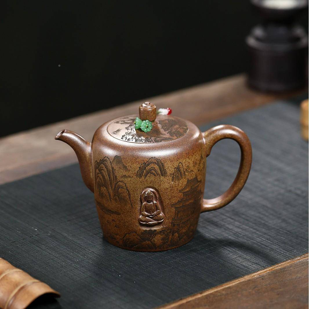 爆制匠人手工ZHIFU-10作原矿高温柴烧沉香泥大宫灯茶壶60品0CC分