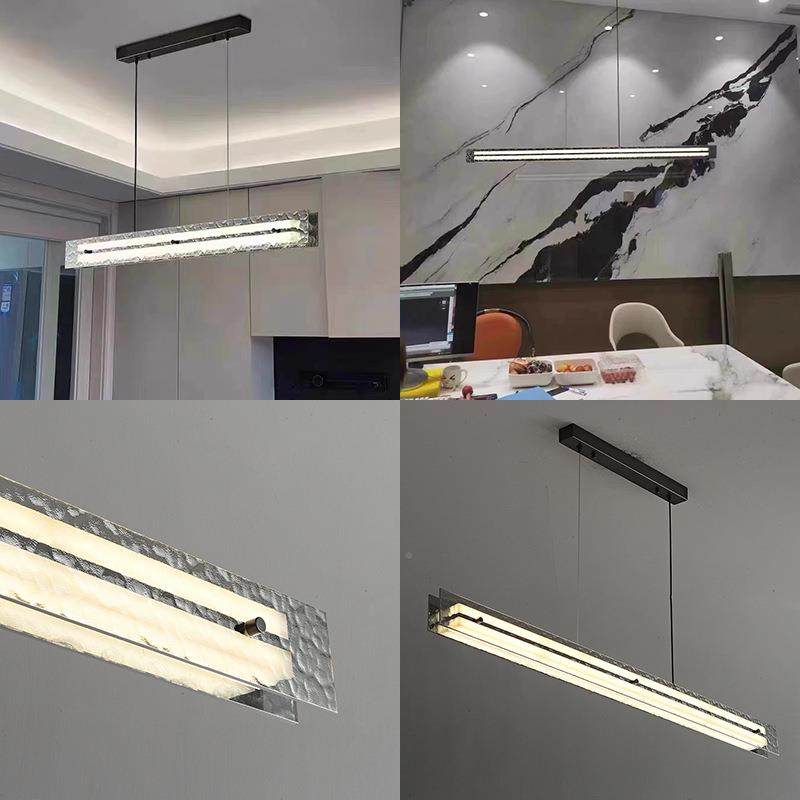 意CT55001式约简餐厅吊灯简约吧台创意高档黑色铜全玻璃一长条岛