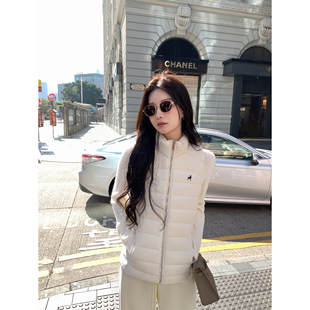 1XTWO 轻绒排骨 白鸭绒立领羽绒服马甲女拉链修身短款马夹外套