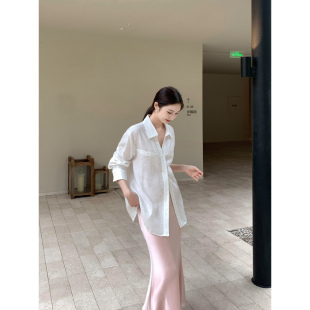 女休闲松弛感宽松长袖 老钱风1OO亚麻翻领衬衫 衬衣 干练贵雅 1XTWO