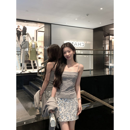1XTWO精致亮片小香风短款半身裙