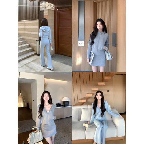 1XTWO连帽卫衣休闲喇叭卫裤套装