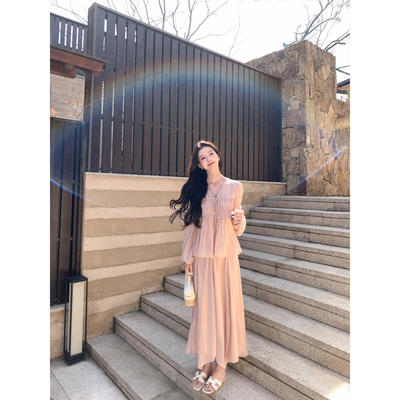 1XTWOV领系带长袖衬衫半身裙套装