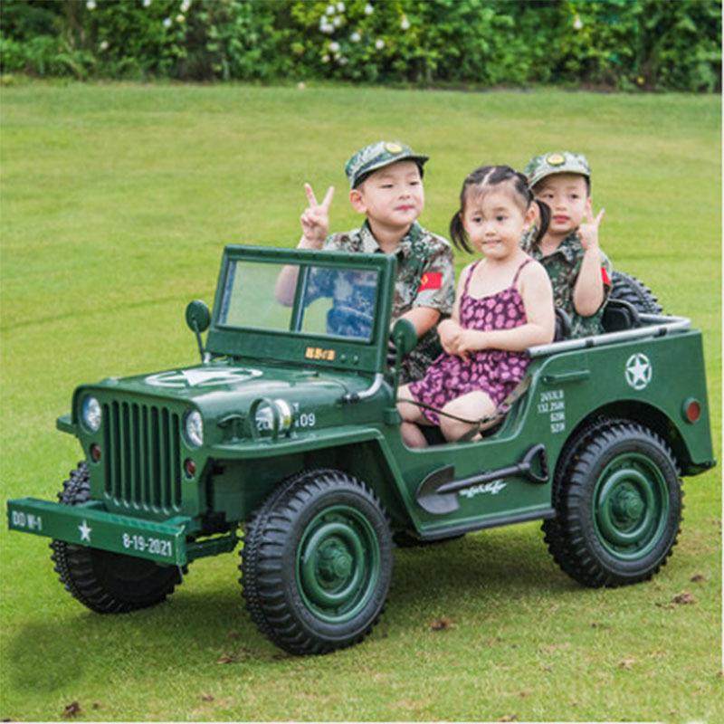 超大三人座吉普儿童电动汽车四轮遥控双人越野宝宝玩具车可坐大人