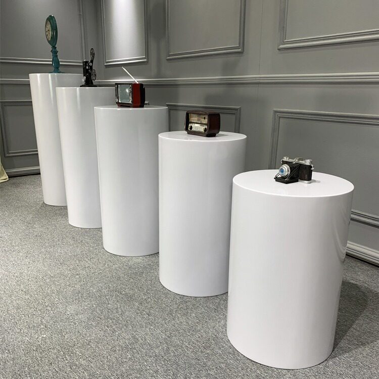 烤漆圆柱产品流水中岛台展览厅摆件底座橱窗直播地台科技馆展示台