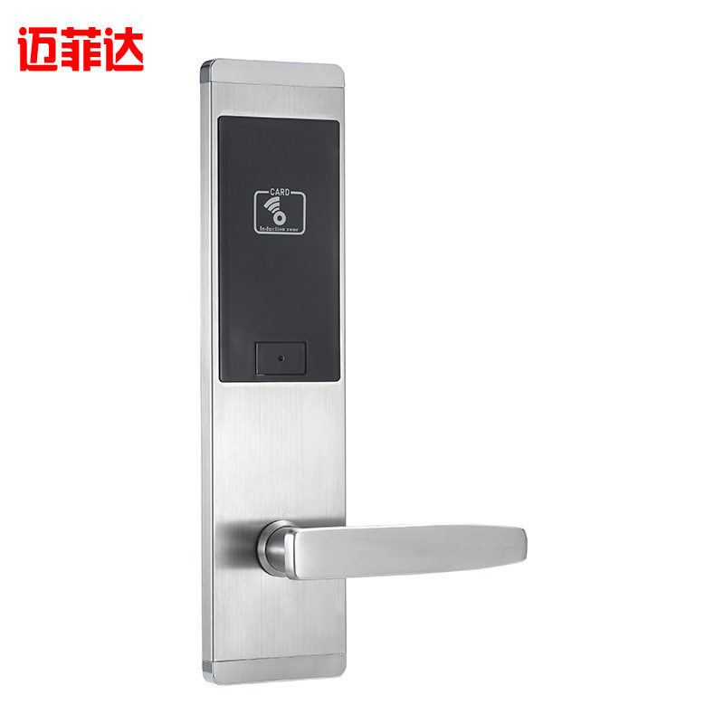 新款智能不锈钢枪黑色防盗门公寓酒店工程密码锁刷卡锁批发