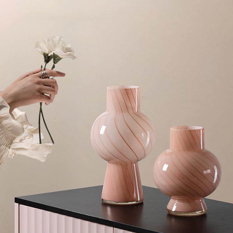 粉色条纹葫芦水培玻璃花瓶摆件家居客厅玄关软装样板间装饰花器,机械设备,其他机械设备,淘宝优惠券,粉丝福利购,淘宝优惠卷
