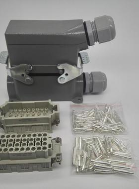 重载连接器32芯矩形航空插头工业防水连接器HDC-HEE-032FC/032MC