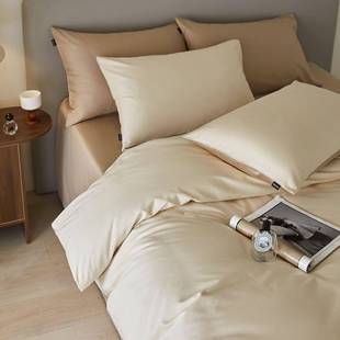 A类母婴全棉贡缎长绒棉纯色高端名宿简约四件套床单被套床笠床品