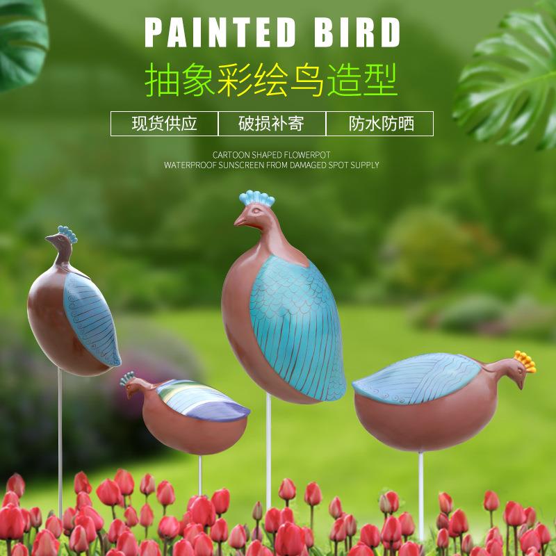 抽象孔雀摆件户外玻璃钢飞禽雕塑园林景观花园庭院装饰小品鸟美陈
