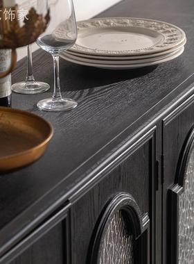 欧式宫风廷走超薄黑色过道柜法式纳餐廊边柜小户型家用厨房JBH立