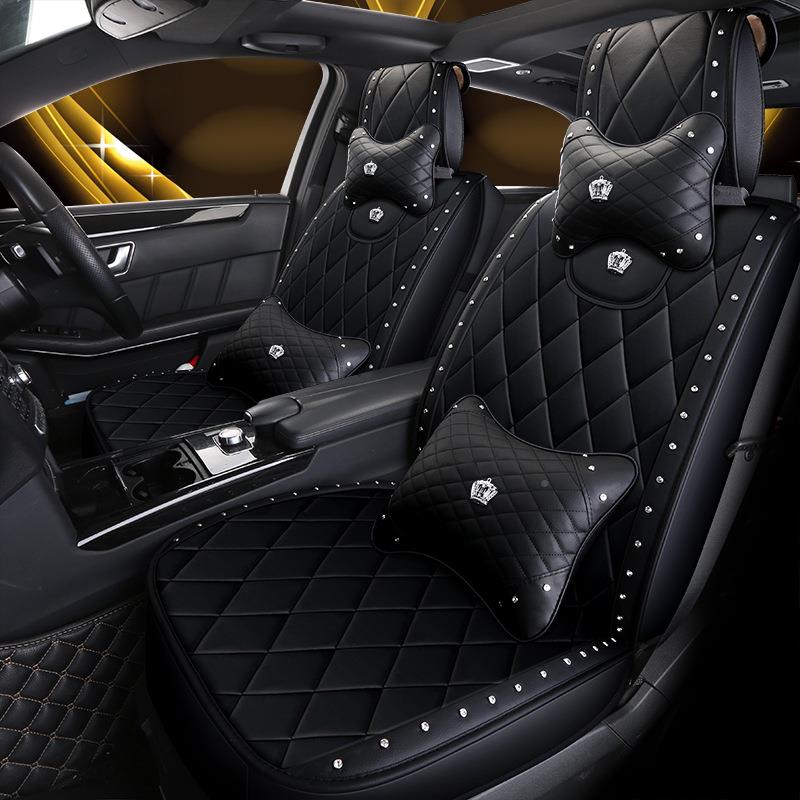 新款大菱形皮镶钻天全包汽车四季通用FBK女鹅秋冬季座椅套汽围车