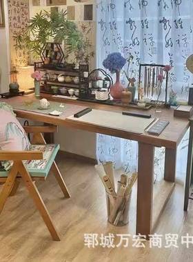 榆木书桌实老板桌29032大长条桌原木写字桌双人工作台学习桌木长