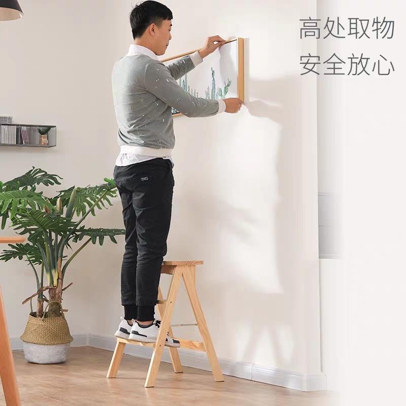 实木意折叠梯凳凳家用多功能凳厨房高板便携吧IIE台简约创登高小