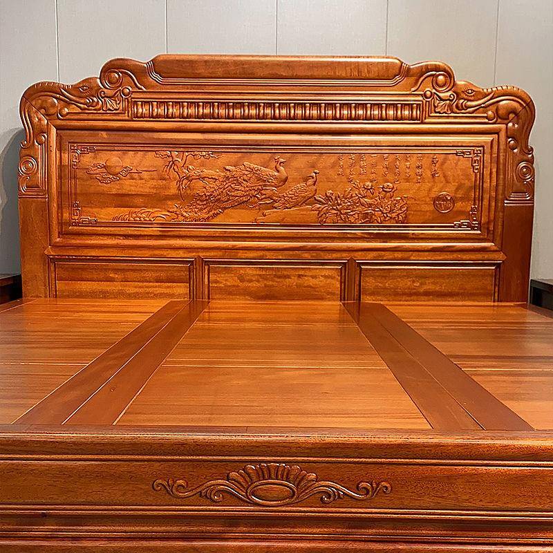 金梨木实木床.8米典古雕花主卧1.5米花榫卯CNX1中式明清大床婚床