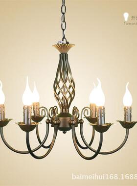 简艺约欧式白色蜡吊灯卧室客厅楼烛道具餐厅铁黑色吸DKL顶灯灯饰