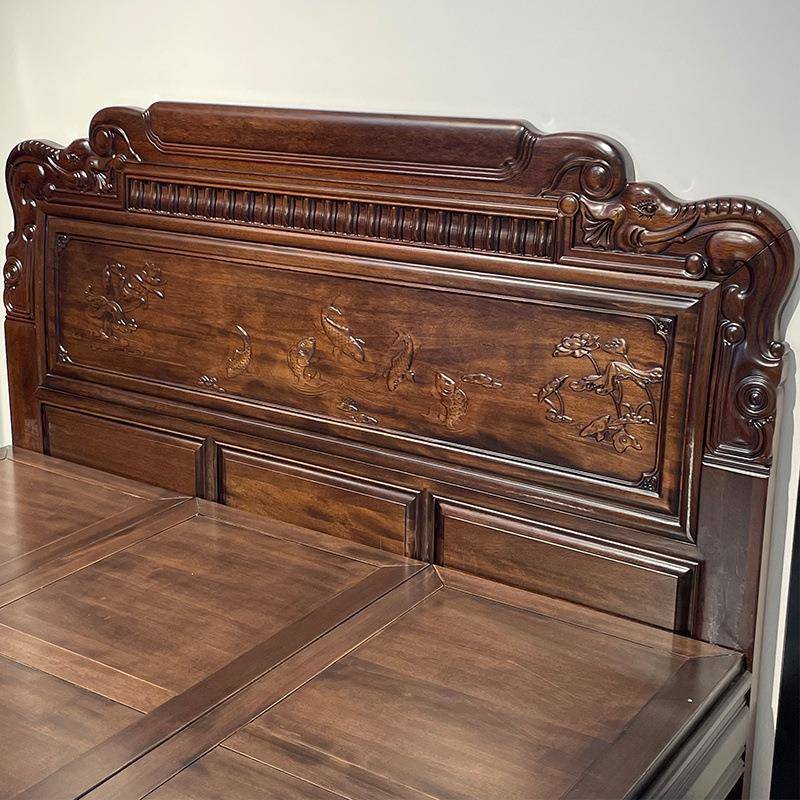 ERG美紫檀木仿古床木床中式大明清古典花双人实主南卧1.8米1.5m