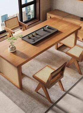 新中式阳台藤编茶桌茶几客厅家桌用小户型泡ERZ室茶茶台茶茶椅组