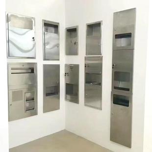 304AXE不钢擦手纸架二垃桶嵌入式 合一抽 酒店公共卫生圾间挂墙锈式