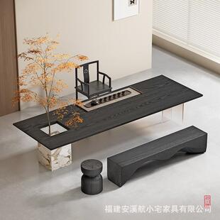 现代简约茶桌景观一体茶设台计师极简实板木大泡茶桌客厅化TKR茶