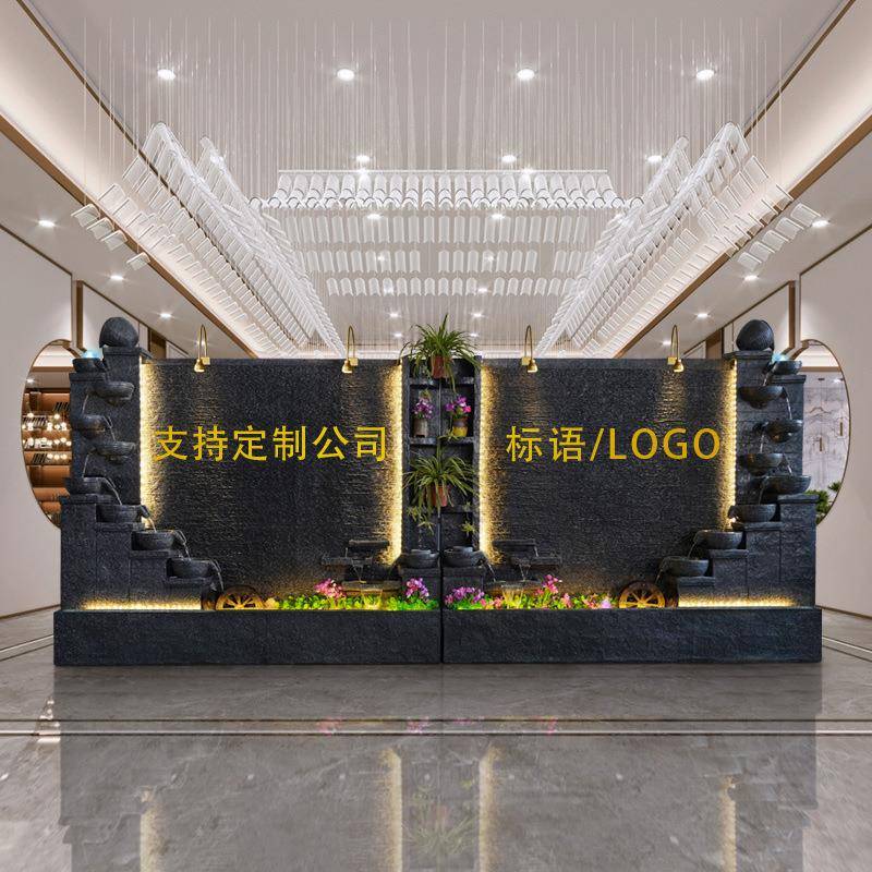 水幕假山水屏风庭院办公室店铺酒店别XIV墙墅鱼池流观瀑布景落地