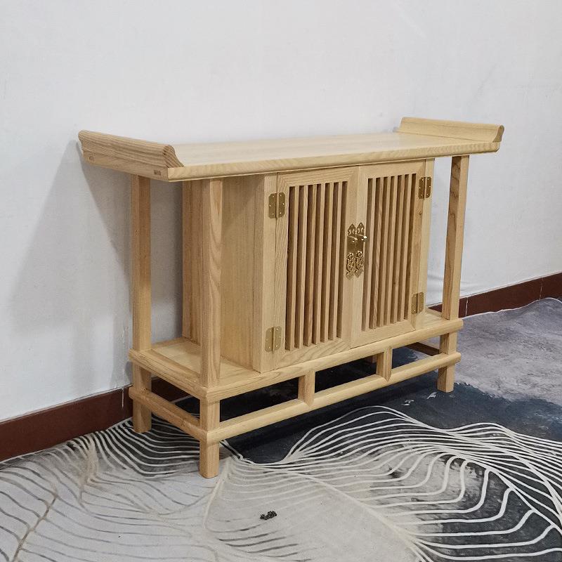 中白蜡木玄关柜多功能桥台翘边头RZW柜木供桌现代实式简约碗柜餐