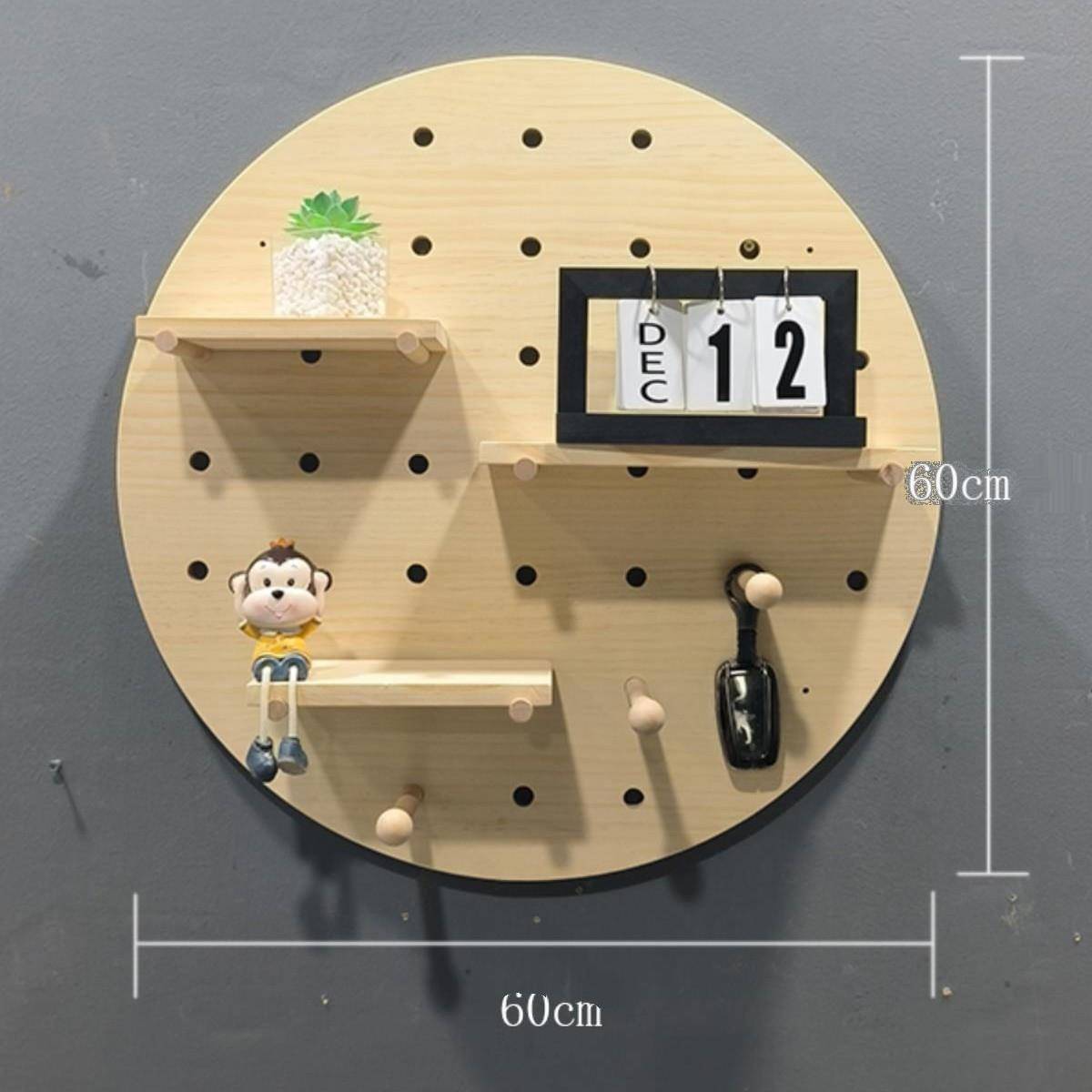 圆形洞洞墙上置物示实板木置物板装饰收纳墙架幼儿园QWE创意展架