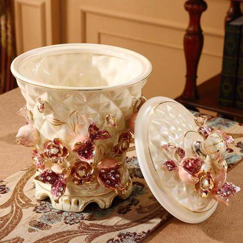 78K欧式陶瓷垃圾桶家L用号美式大复古FCO客厅厨房卫生间卧收室纳