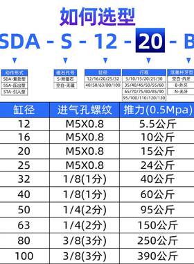 星辰小型薄动型气缸SDAS32/102/16/4/20-1RXS0B*15气BX25BX35*45