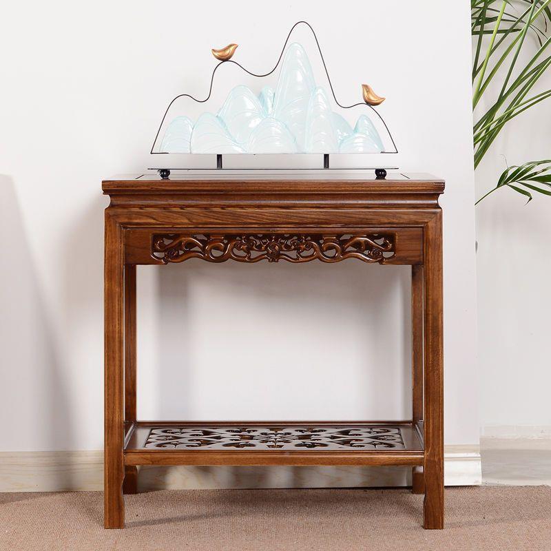 花实客厅UUA多层中式阳台置物架榆木简约景架室内架木中式奇盆石