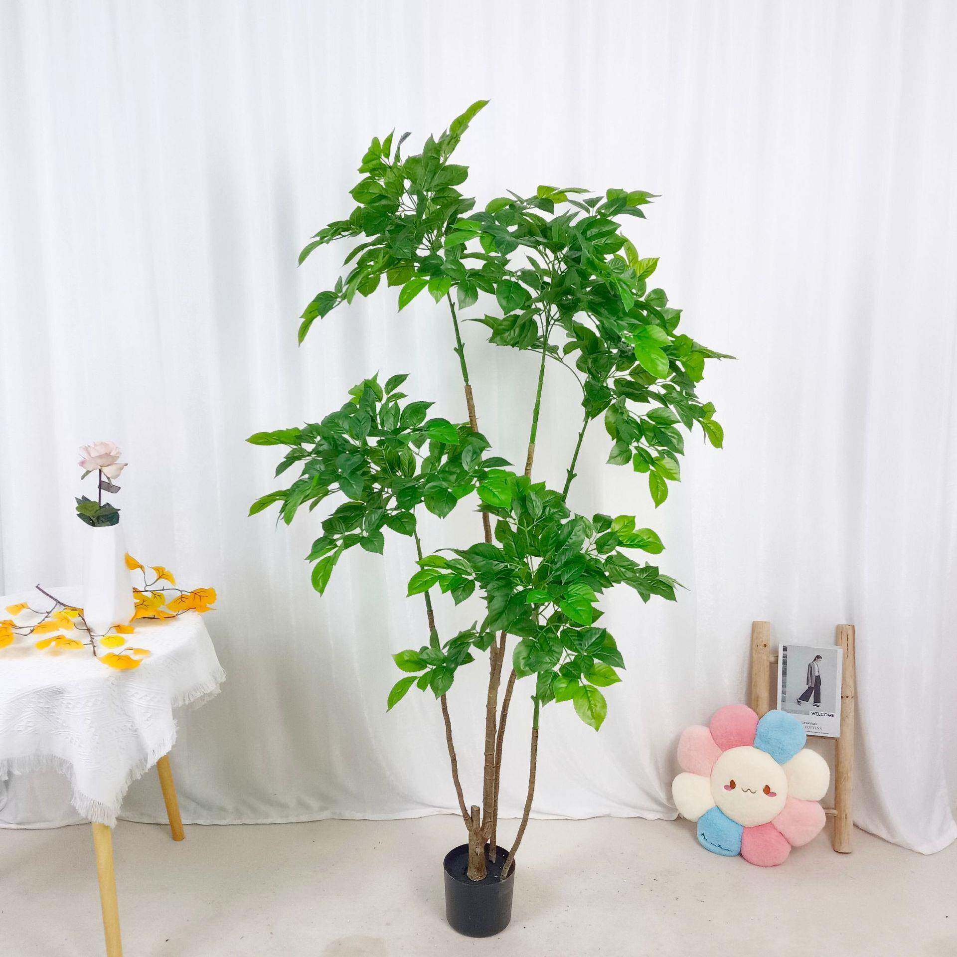 仿真植南天竹盆室内物大型仿生绿饰植摆ECB件客栽厅装花假树树叶